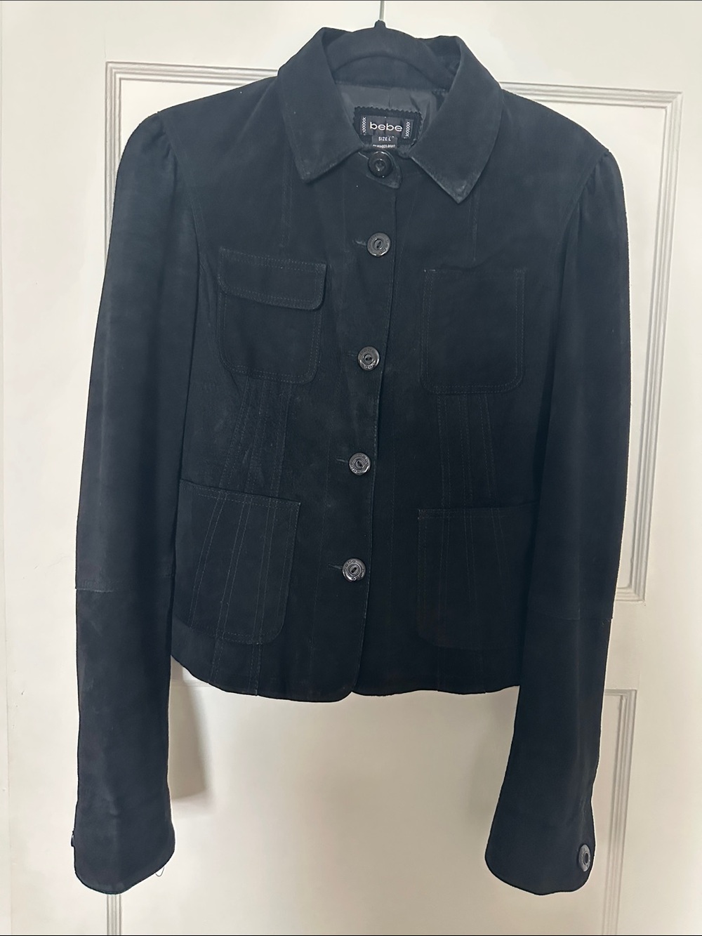 Bebe Black Suede Black Button Jacket